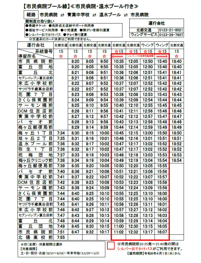 時刻表について